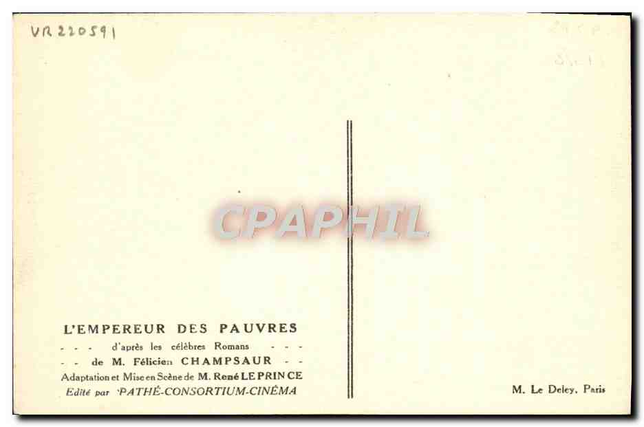CPA Cinema L'empereur des pauvres Felicien Champsaur Rene Leprince  — Back