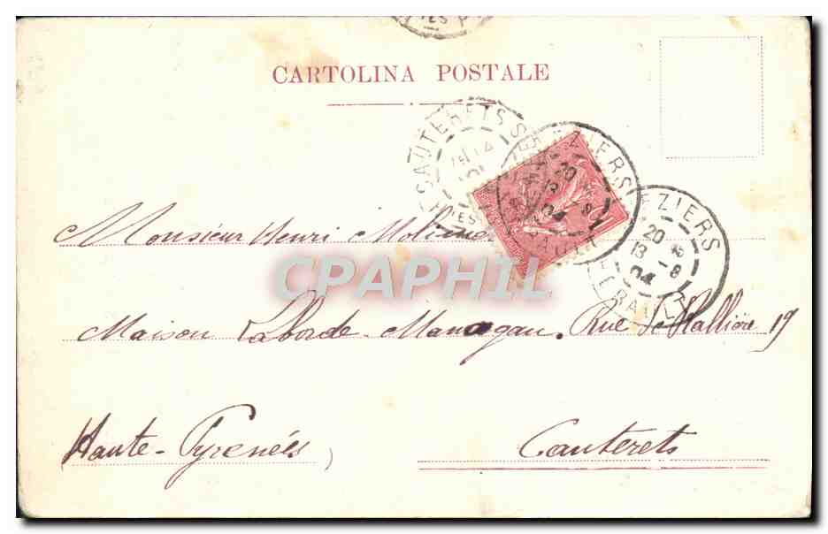 CPA Le barbier de Seville Figaro Bagni Compagnie des liliputiens Nains  — Back