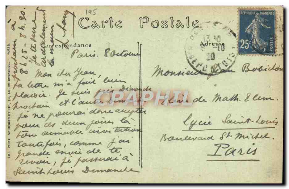 CPA Paris Lycee Henri IV Dortoir Ancienne bibliotheque des Geneovefains  — Rückseite
