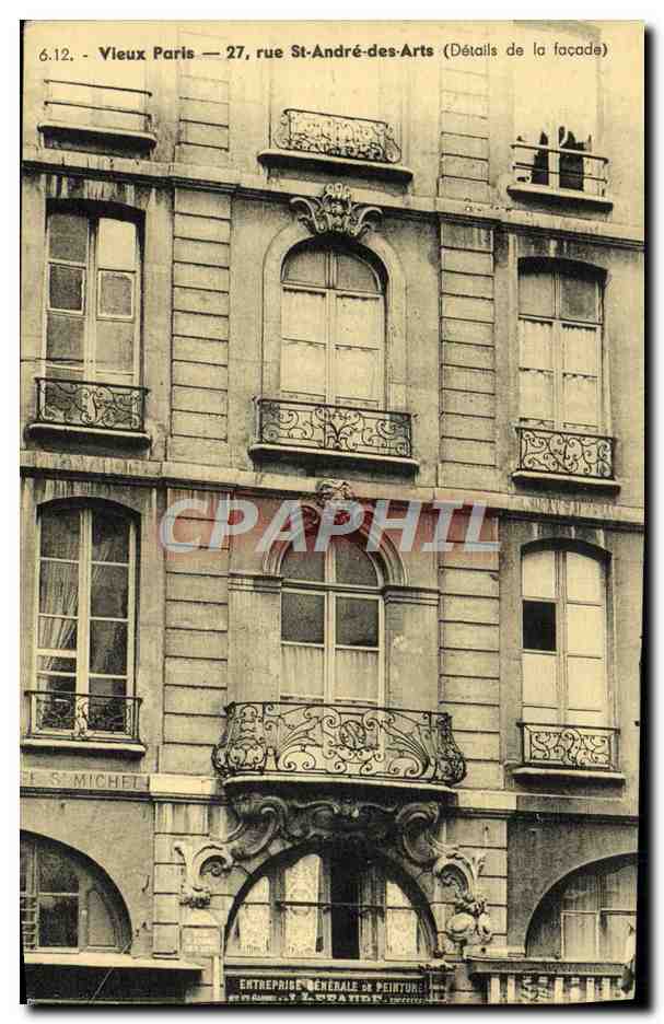 CPA Paris 27 Rue Saint Andre des Arts Details de la facade
