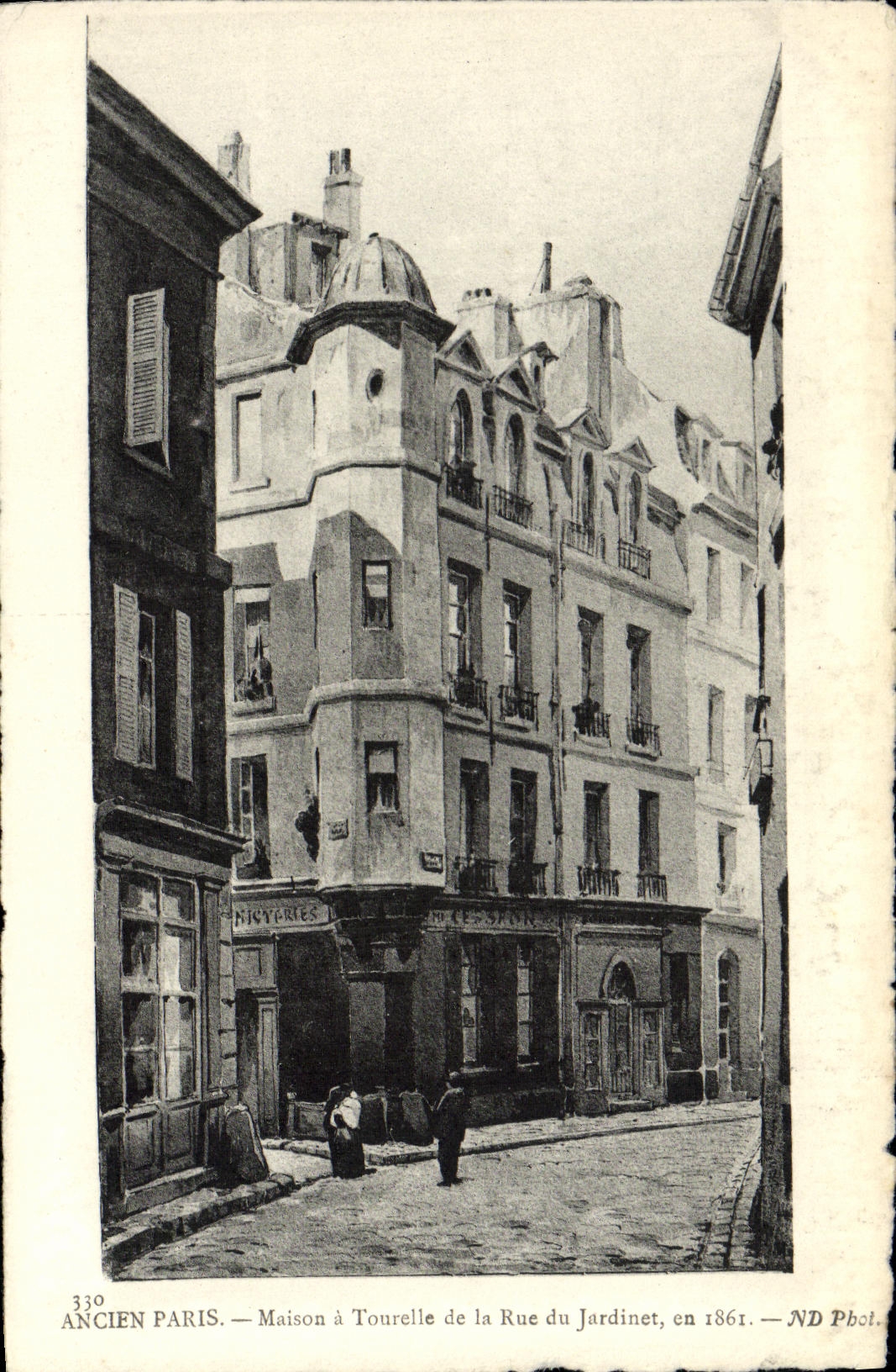 CPA Paris Maison a tourelle de la rue du jardinet en 1861