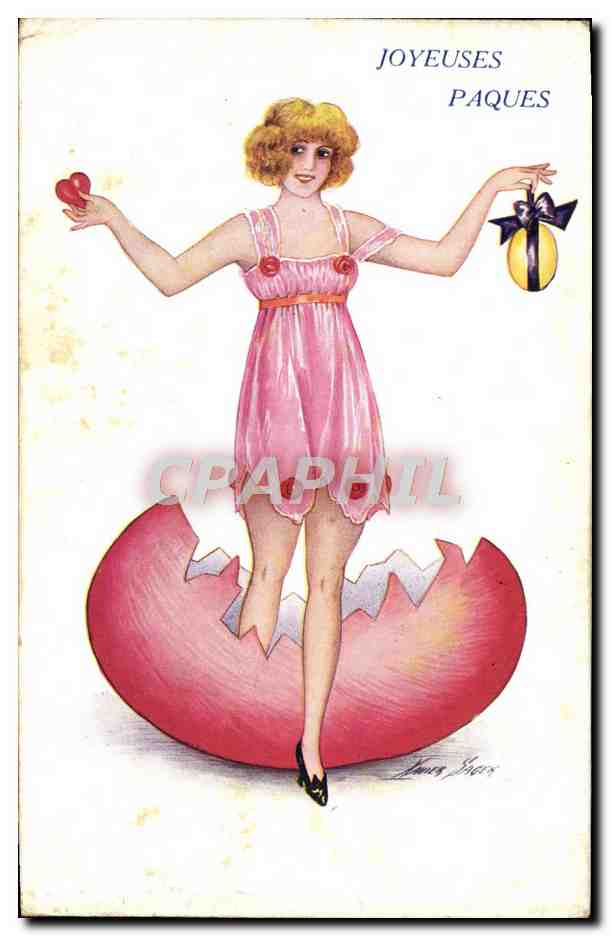 CPA Fantaisie Femme Paques 