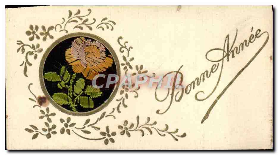 CPA Fleurs brodee — Verso