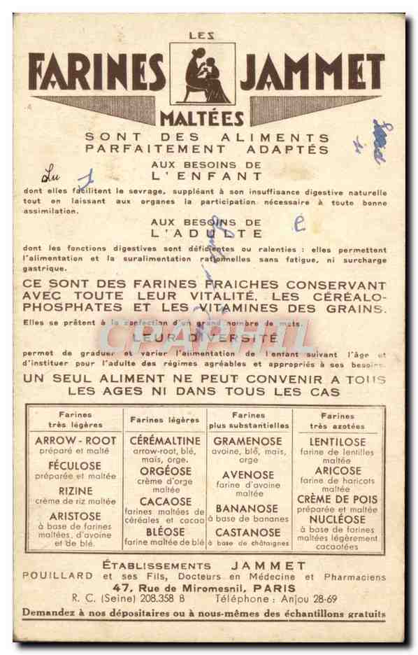 CPA L'Orleanais Farines Jammet Chasse Chasseur Folklore  — Rückseite