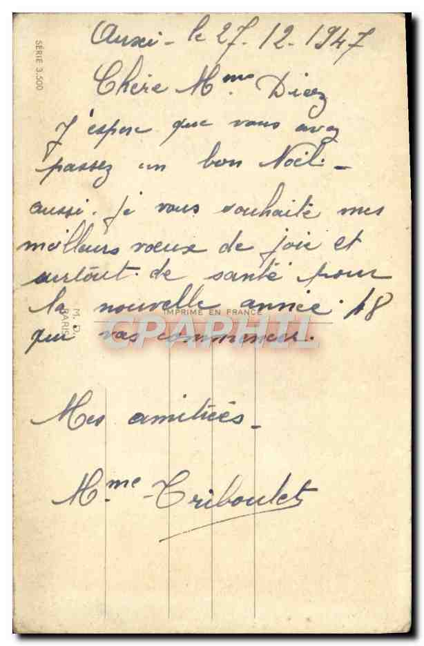 CPA Fantaisie Noel Ange — Rückseite