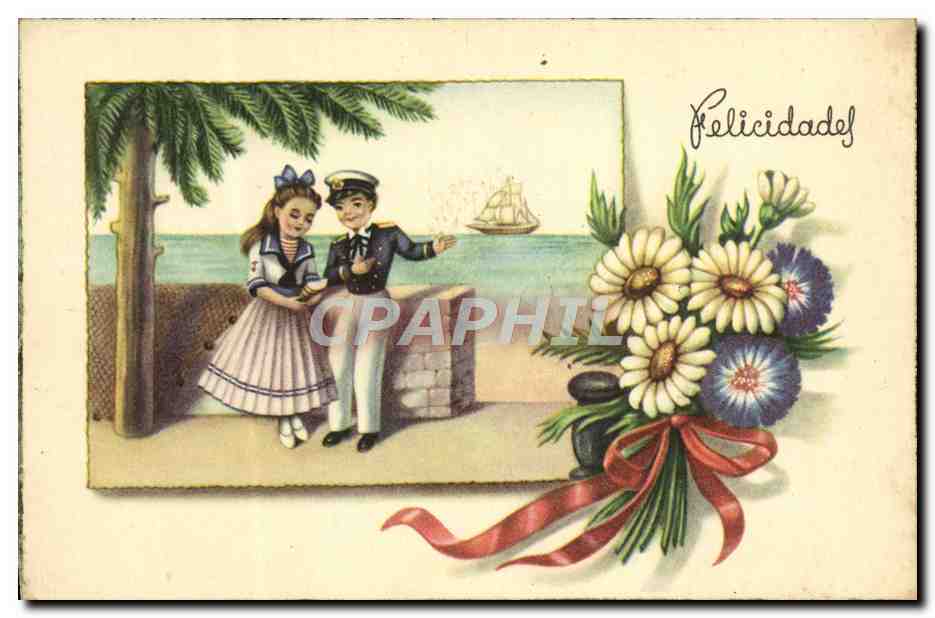 CPA Fantaisie Marin Bateau Enfants