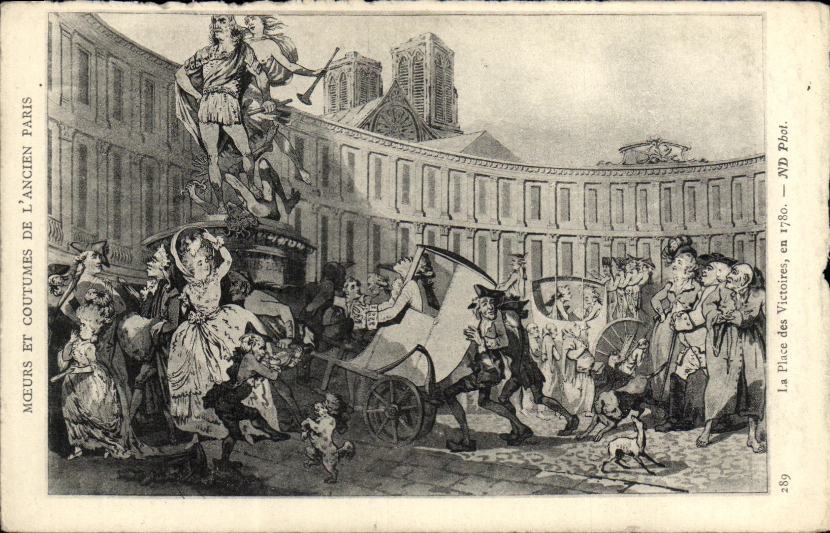 CPA Moeurs de l'ancien Paris Place des Victoires 1780 