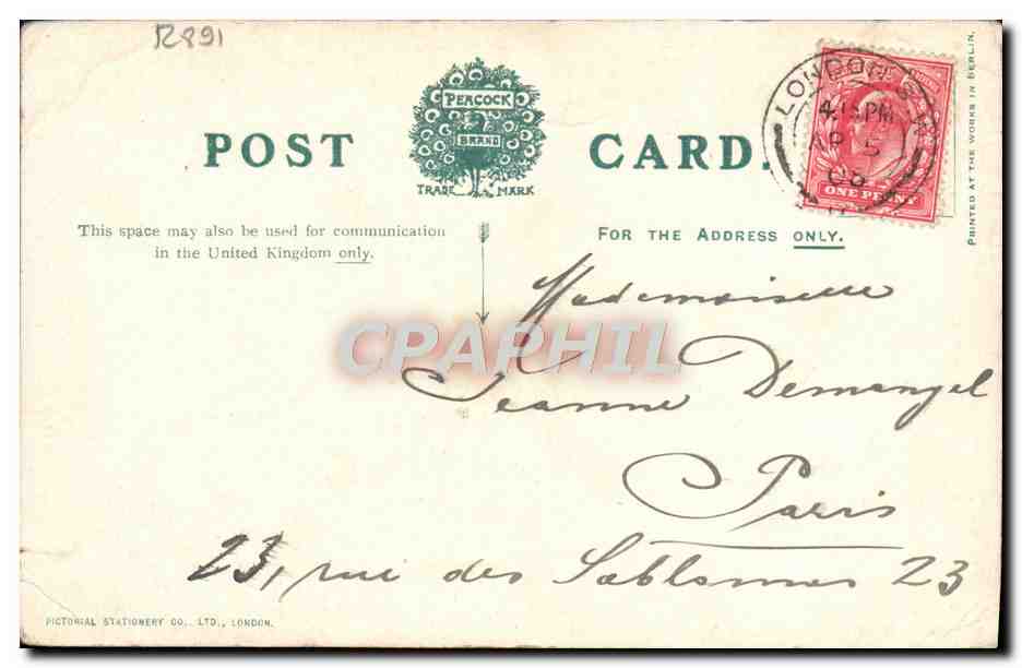 CPA London The Hansom Cab Cocher  — Rückseite