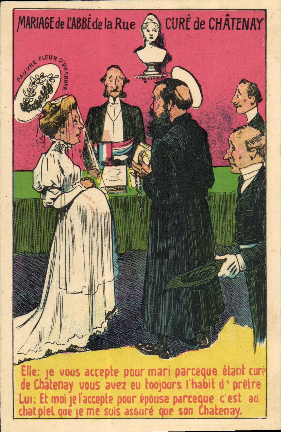 CPA Mariage de l'abbe de la rue Cure de Chatenay 