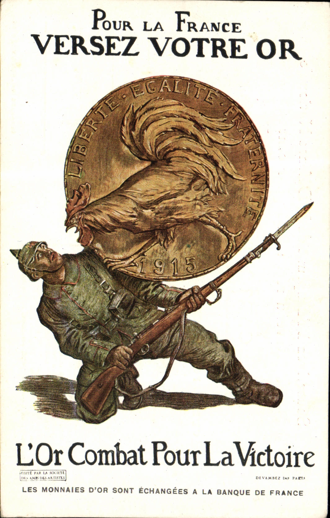 CPA Pour la France versez votre Or Coq Militaria