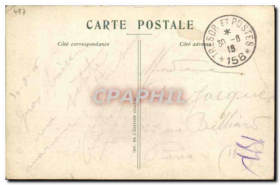 CPA Les embusques Militaria Train  — Verso