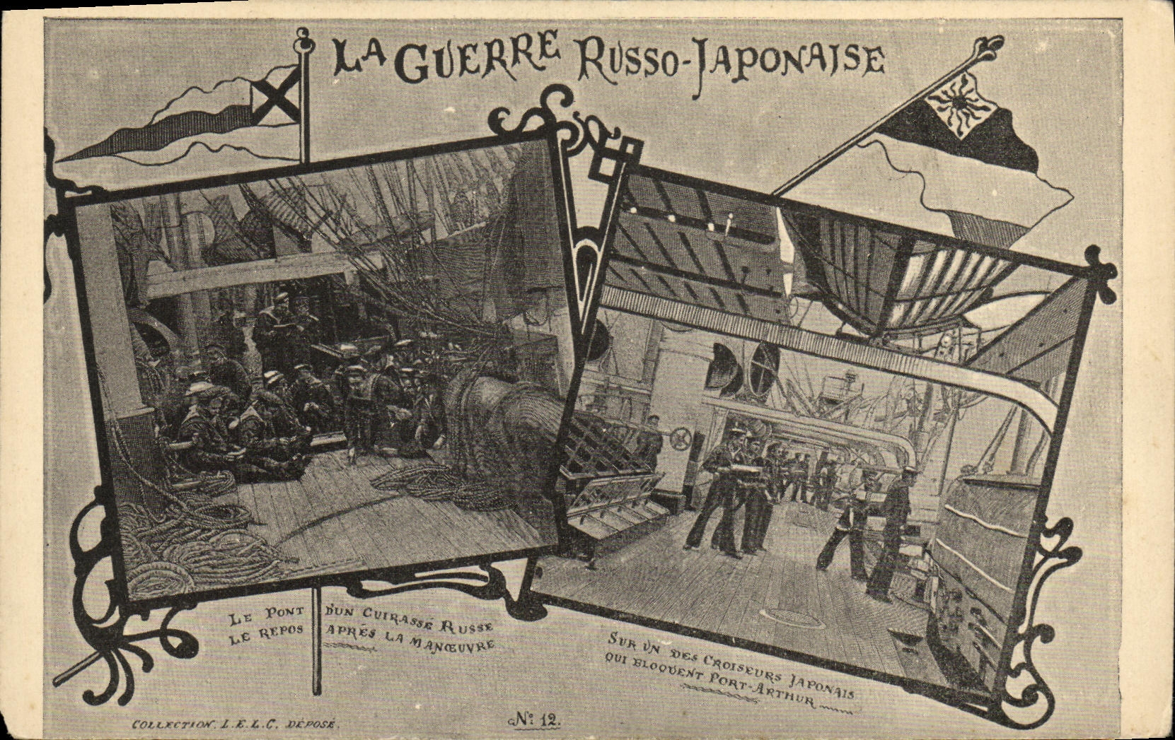 Tarjeta postal antigua Guerra Ruso Japonesa Militaria Rusia Japón