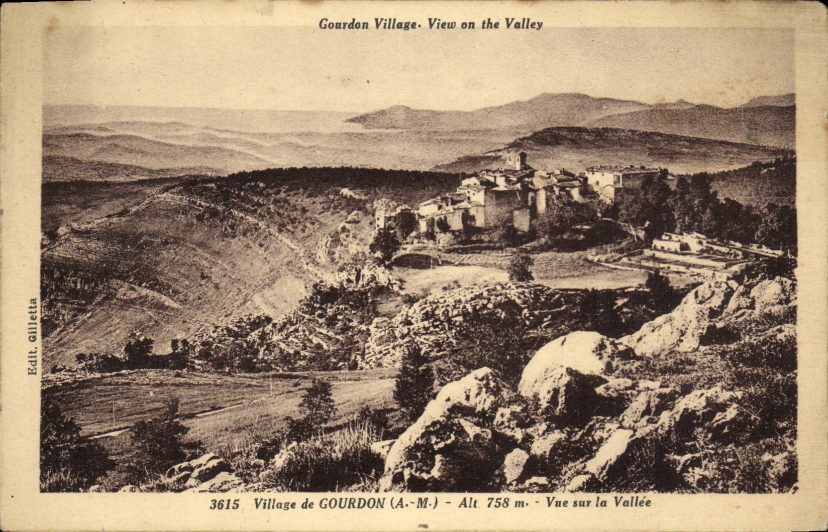 Gourdon Village — Vue sur la Vallée — Edit. Gilletta n°3615