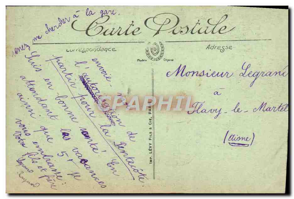 Laon après le bombardement — Place de l'Hôtel de Ville et le Théâtre — Visé Paris n° 521 — Verso
