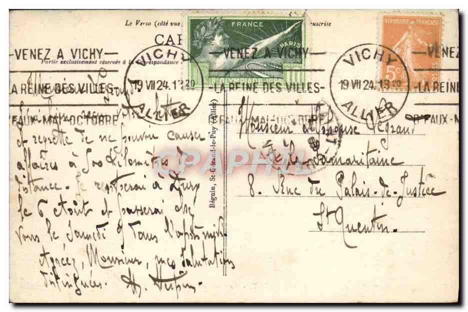 CPA Vichy Le casino  — Rückseite