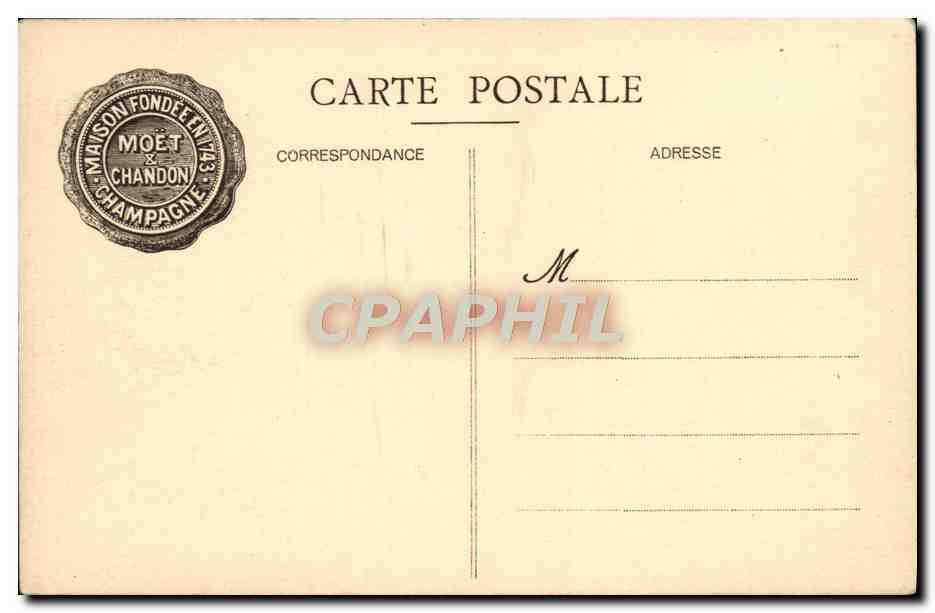 CPA Moet et Chandon Champagne Chantiers de degorgement  — Rückseite