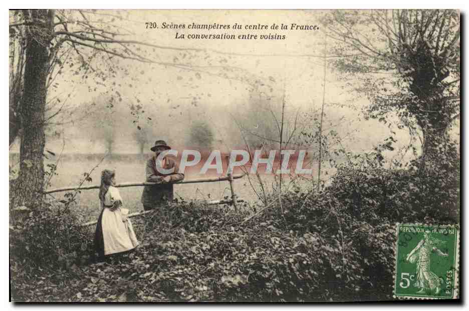 CPA Scenes champetres du Centre de la France La conversation entre voisins 