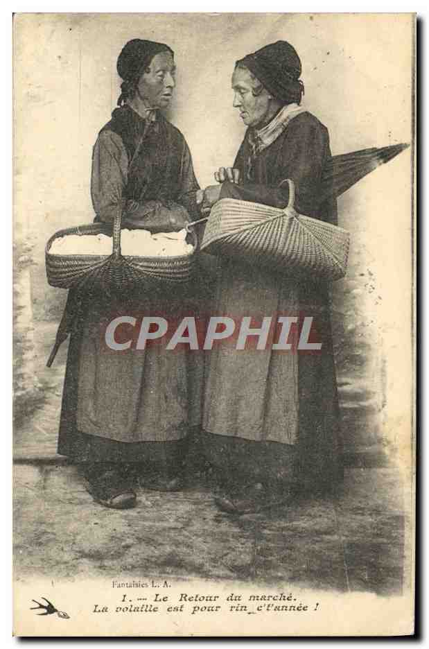 CPA Retour du marche Folklore Femmes 