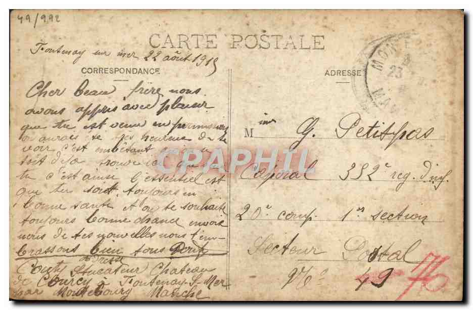 CPA Basse Normandie Folklore La premier lecon  — Verso