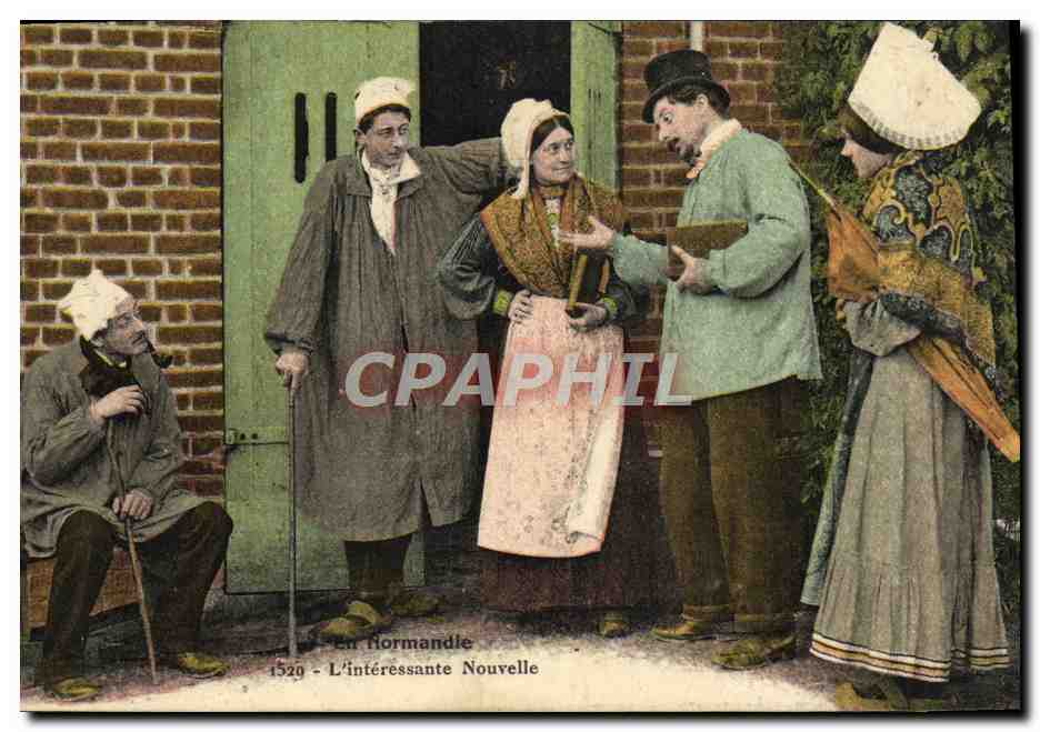 CPA Folklore Normandie L'interessante nouvelle 