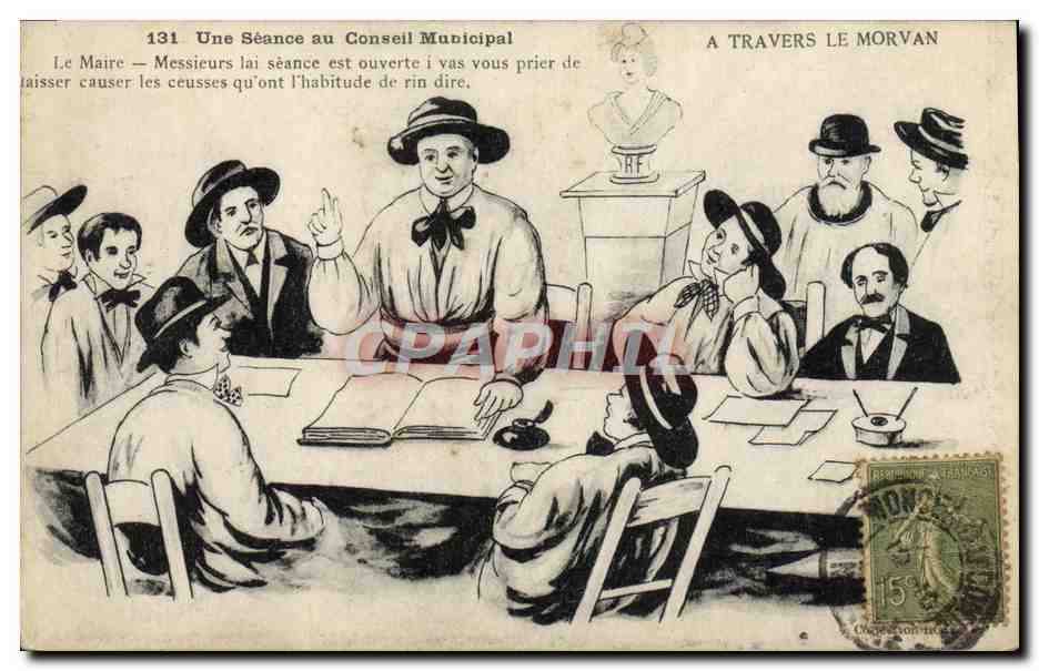 CPA Folklore Une seance du conseil municipal