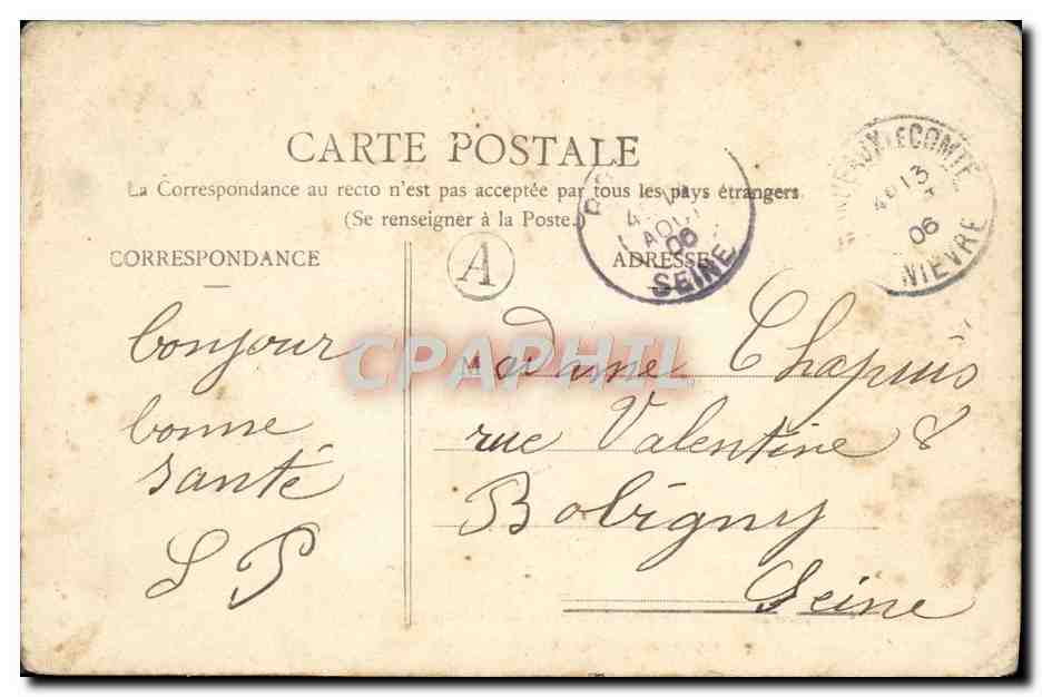CPA Folklore legendes de St Saulge Sapeurs pompiers  — Rückseite