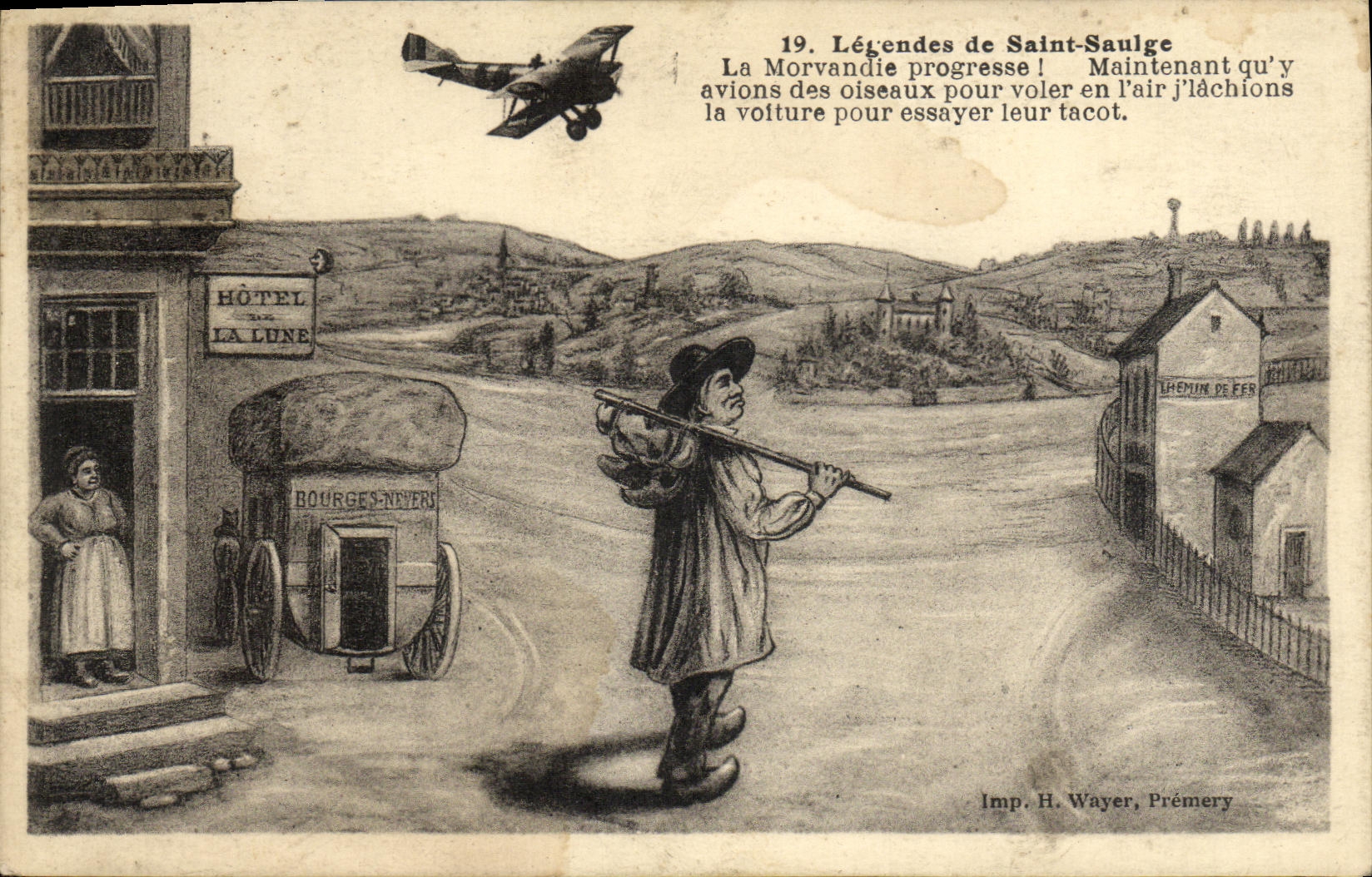 CPA Folklore Legendes de st Saulge Avion 