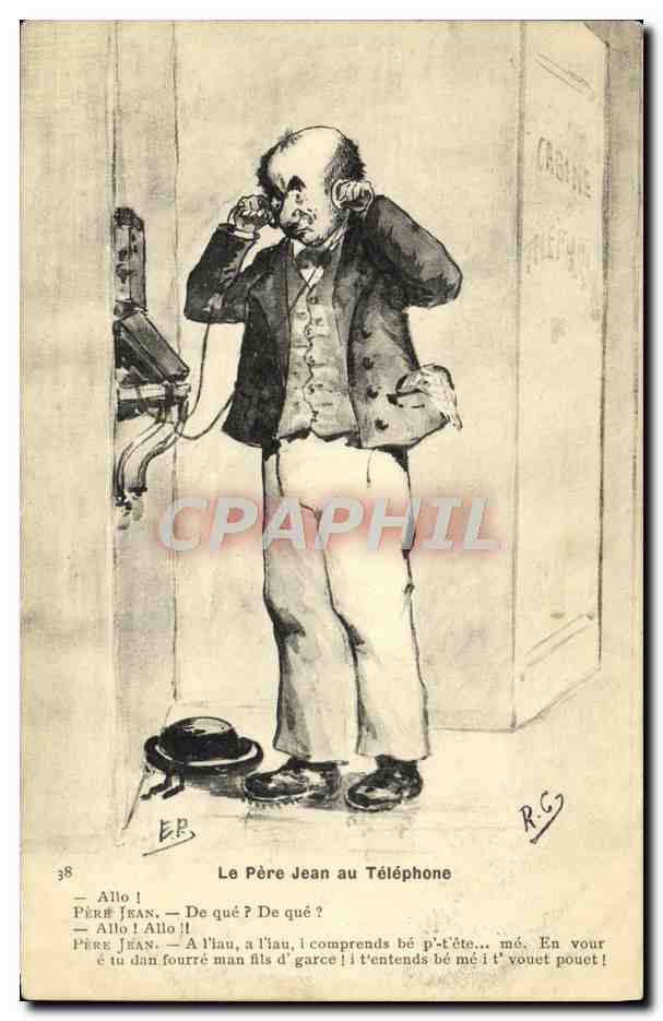 CPA Le pere Jeana u telephone Folklore 
