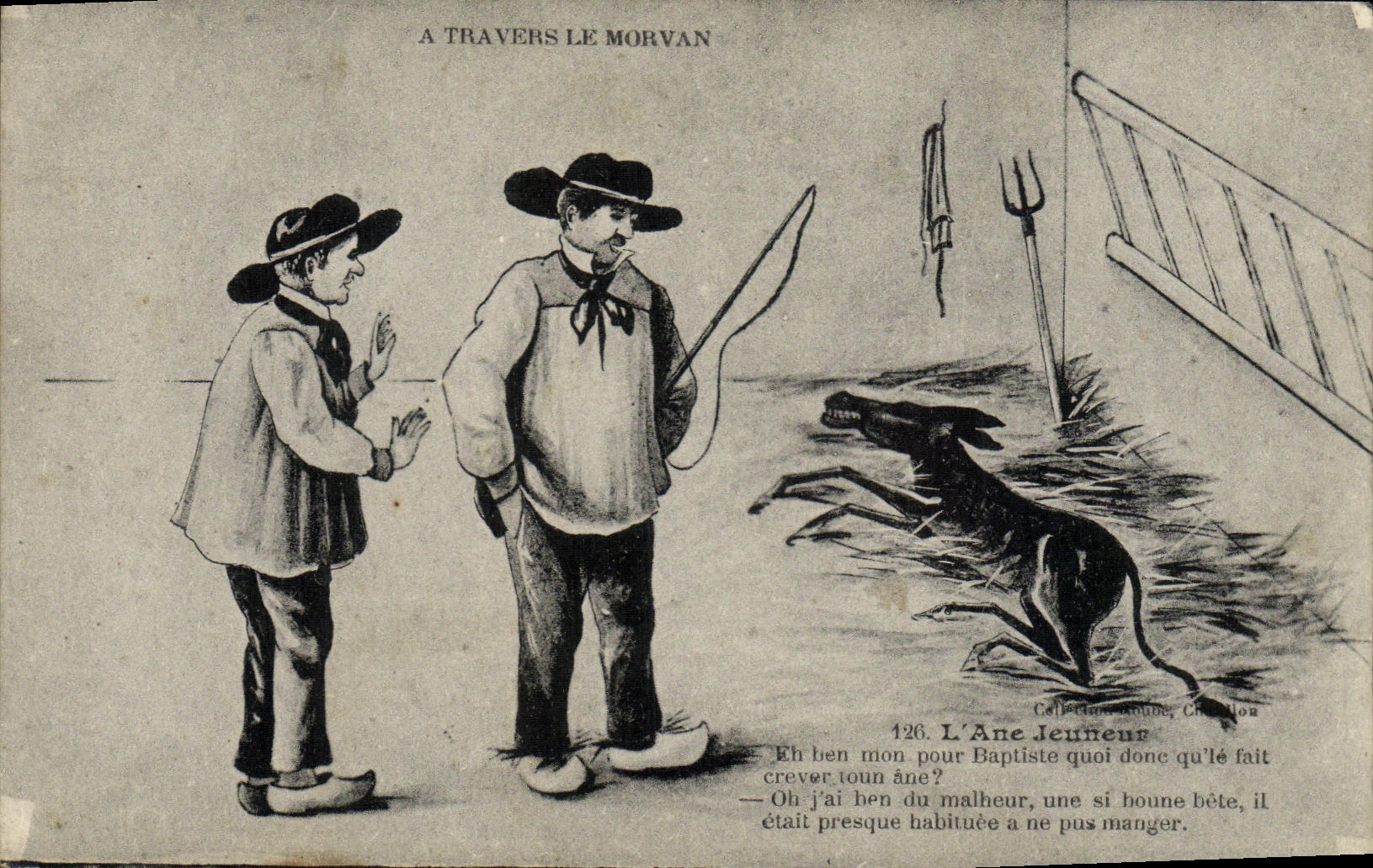 CPA A travers le Morvan L'ane pleureur 