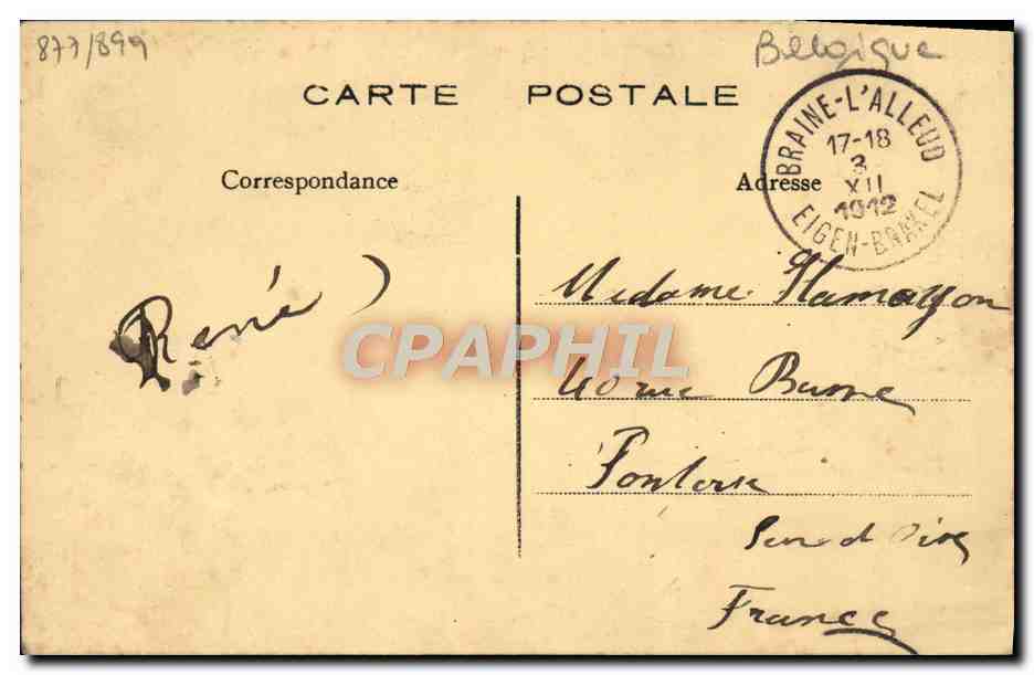 Attack on the Farm of Hougoumont — Souvenir of Waterloo — Publisher: Braine-l'Alleud — Back