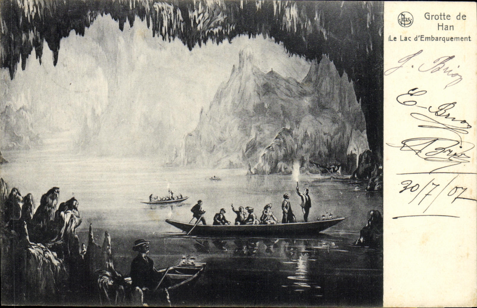CPA Grotte de Han Le Lac d'Embarquement