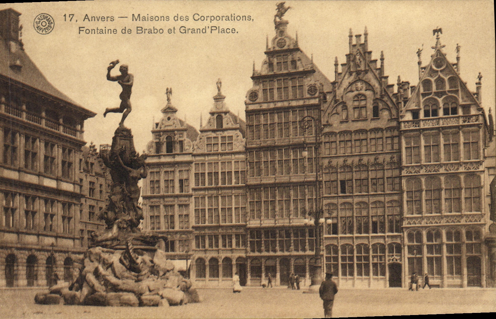Anvers — Maisons des Corporations, Fontaine de Brabo et Grand'Place.