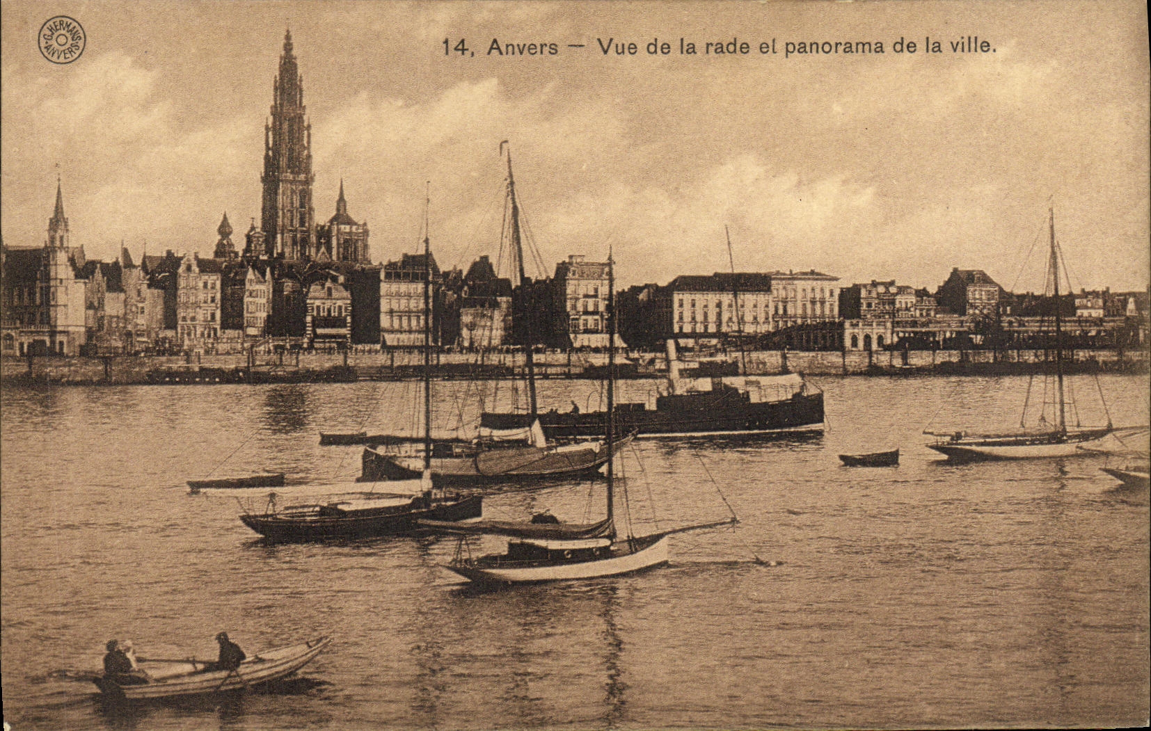CPA Anvers Vue de la rade et Panorama de la Ville Bateaux