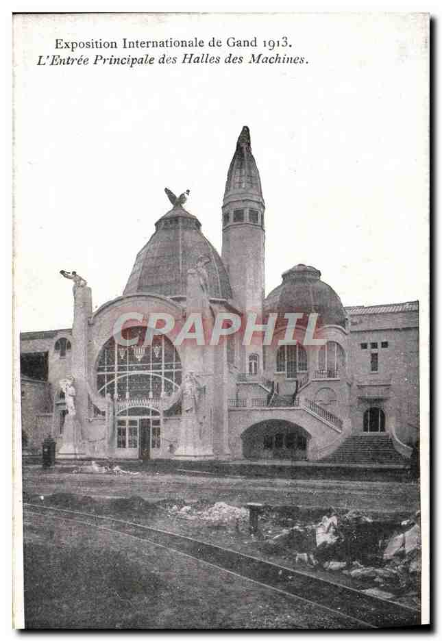 CPA Exposition internationale de Gand 1913 L'entree principale des halles des machines 
