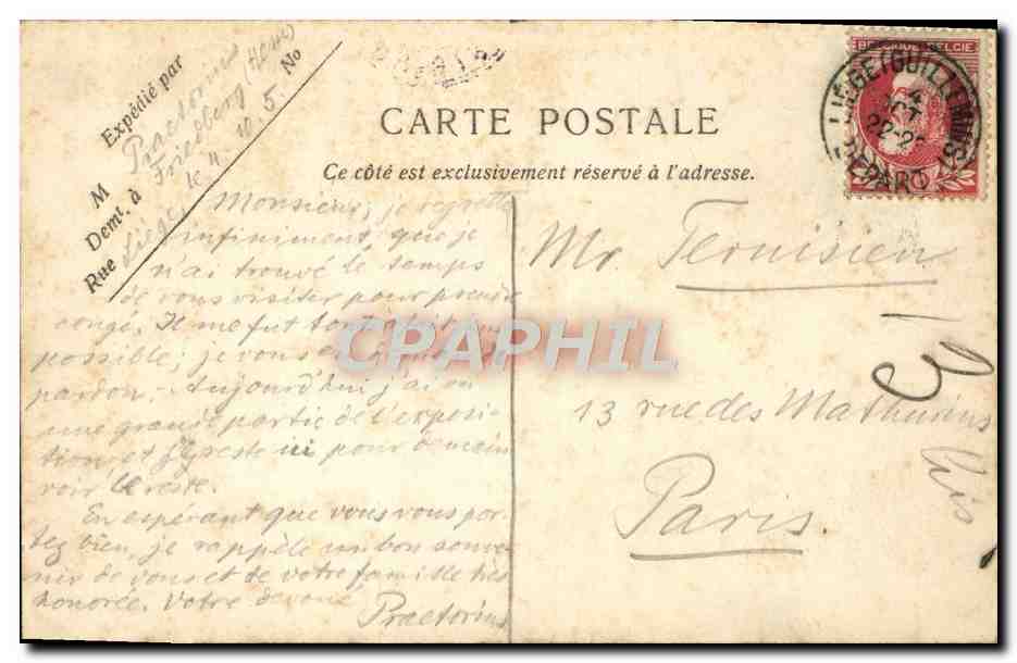 CPA Liege Exposition universelle 1905 entree principale des Halls Groupe de gauche  — Rückseite