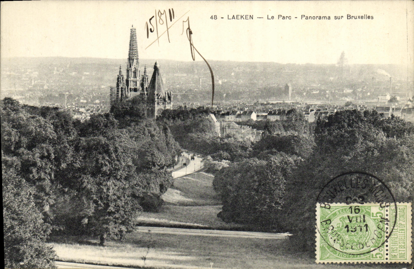 CPA Laeken le parc Panorama sur Bruxelles