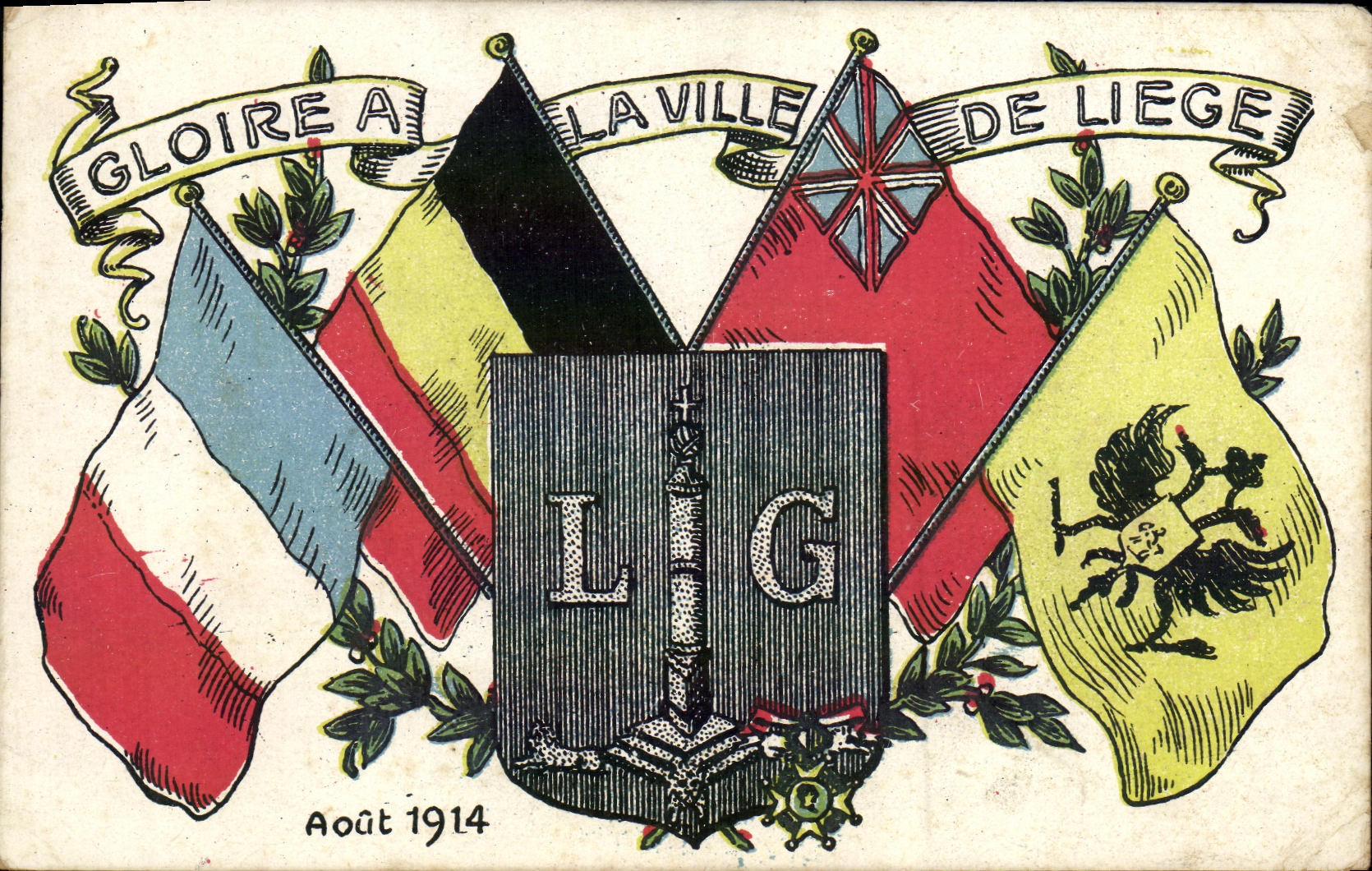 Gloire à la ville de Liège — Août 1914 — éditeur CPAPHIL