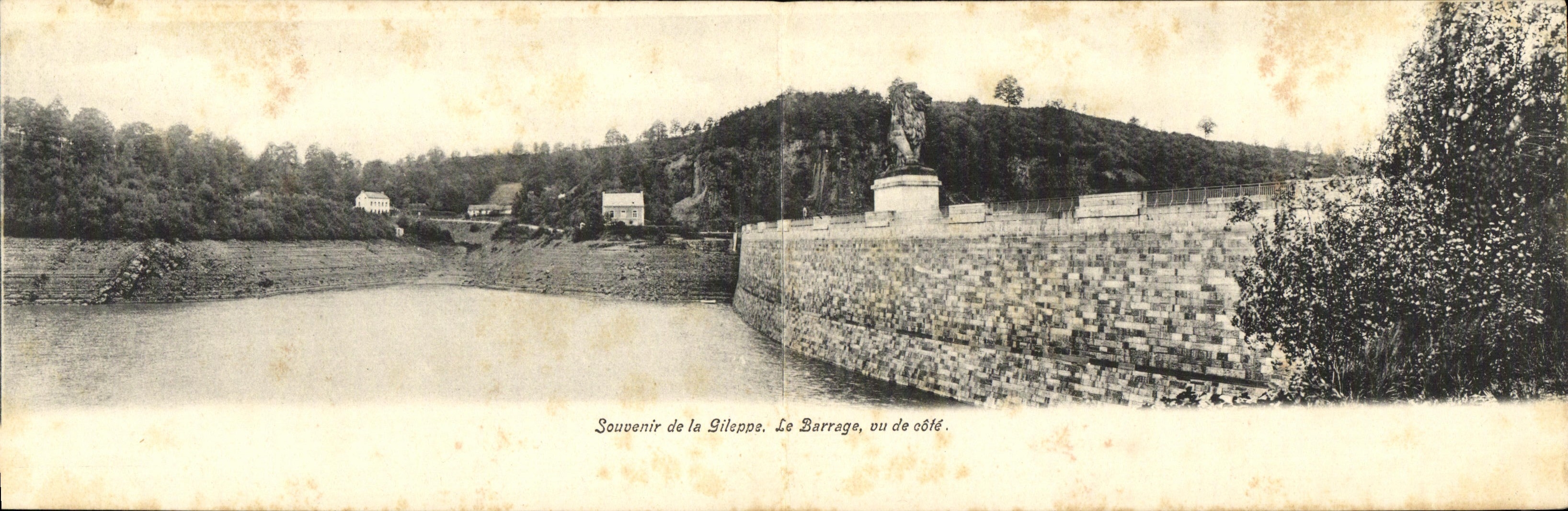 CARTE PHOTO Souvenir de la Gileppe Le barrage vu de cote 