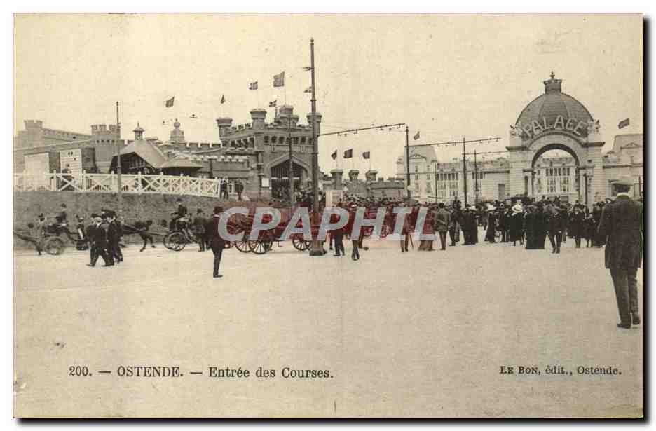 CPA Ostende Entree des courses Hippisme Chevaux Palace
