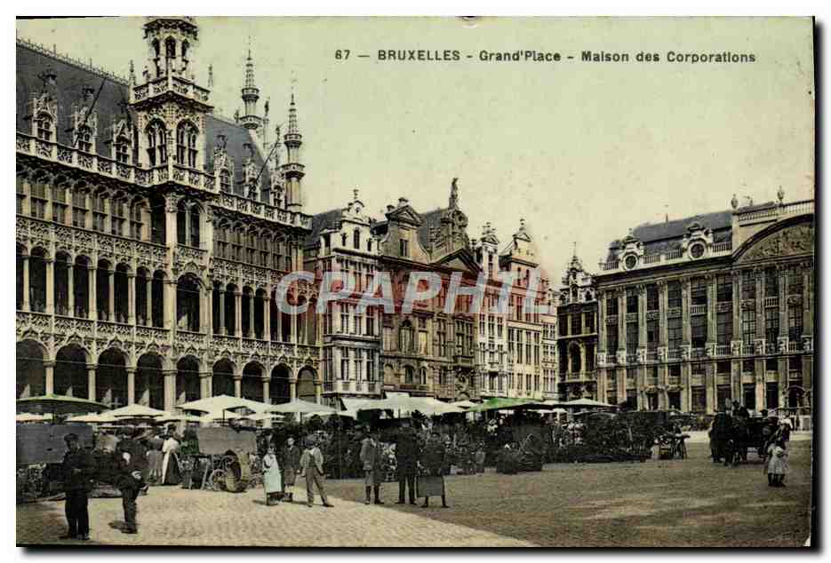 CPA Bruxelles Grand place Maison des corporations Marche 