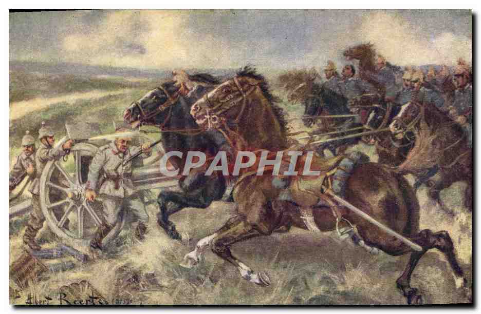 CPA Militaria La charge des Dragons au combat de Bailleul 1914 Chevaux