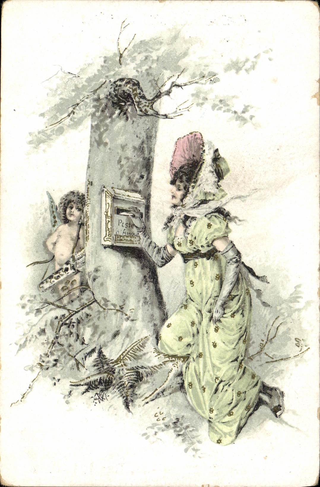 Femme à la boîte aux lettres de l'Amour — illustration — Chaussures Finnoxt