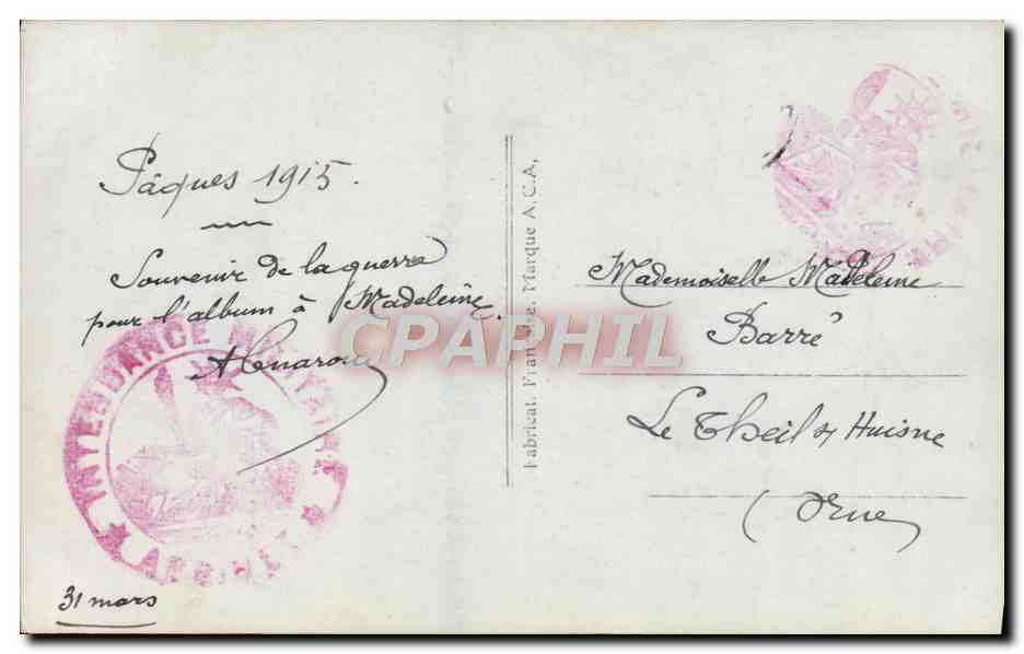 CPA Militaria Enfant Canon  — Verso