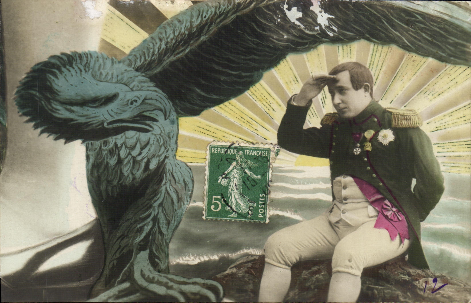 Soldier in uniform — under the eagle of the Republic — unknown publisher, series number 12