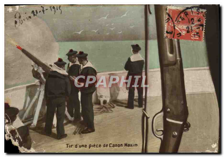 CPA Militaria Marins Tir d'une piece de canon Maxim