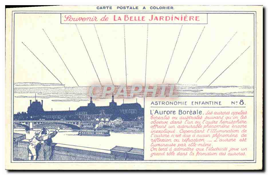 CPA Belle Jardiniere Astronomie enfantine Aurore boreale 