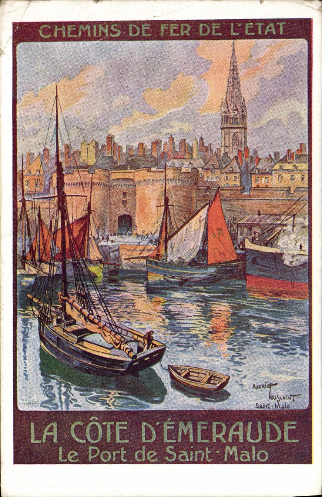 CPA Cote d'Emeraude Port de Saint Malo Bateaux Chemins de fer de l'etat