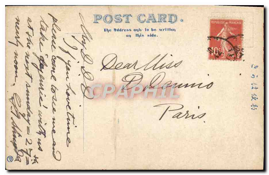 Jeune femme japonaise tenant un chat — gravure de Shimoda — éditeur Paris — Verso