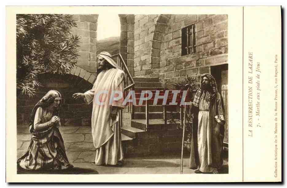 CPA Resurrection de Lazare Marthe aux pieds de Jesus 
