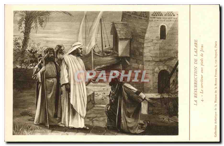 CPA Resurrection de Lazare Le serviteur aux pieds de Jesus